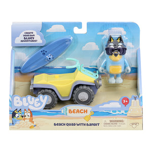 Bluey Beach Series 9 Vehicle & Figure - Beach Quad With Bandit
